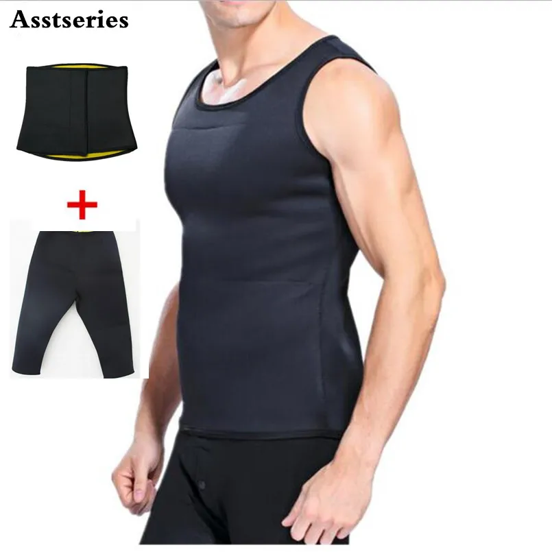 Slimming Male Vest Body Shaper Men T shirt Sweat Suits Waist Belt Waist