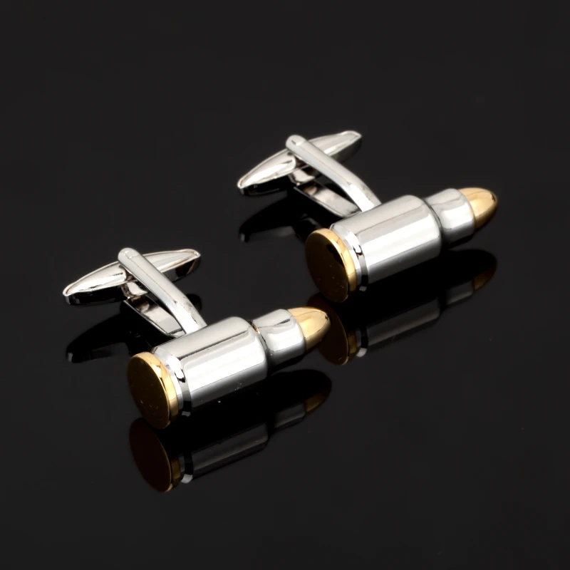 

Gold silvery Bullet Cufflinks For Men Fashion Novel Copper Cufflink High Quality Shirt Cuff Links Wedding Gift