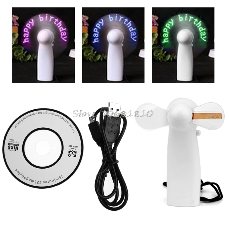 

Portable Handheld Cooling Fan Colorful LED Mini Light Battery Power With Strap Z17 Drop ship