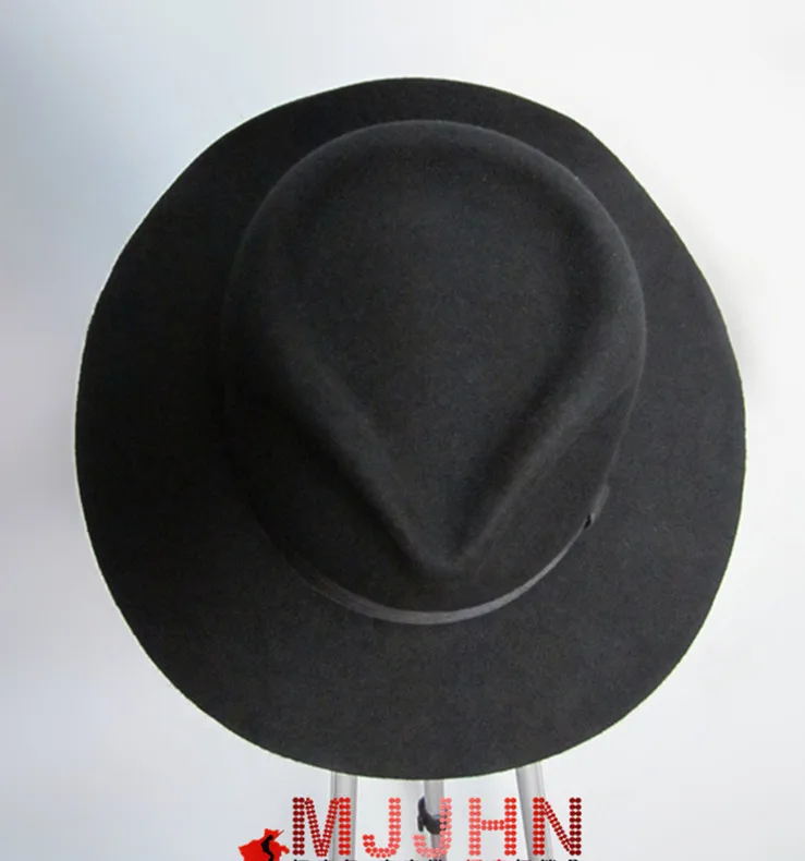MJ Michael Jackson Billie Jean With Name Black FEDORA Wool Hat Trilby Collection for Performance Party Show Imitation Gift