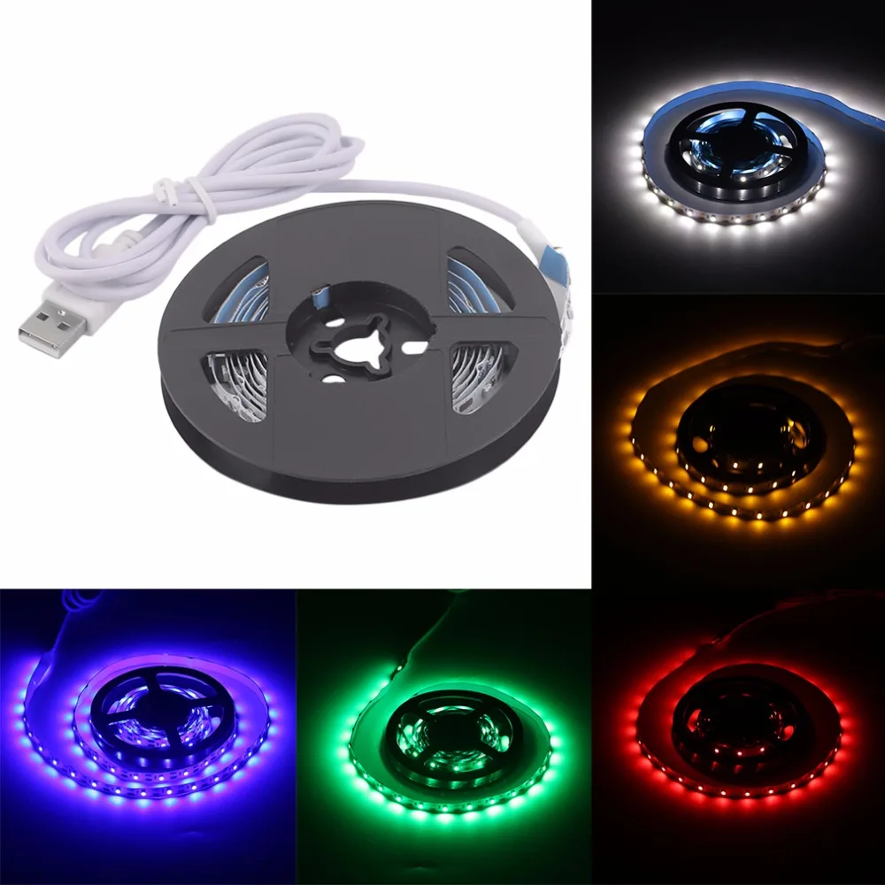 

2M LED strip light lamp SMD 3528 USB Cable Power Christmas Home desk Decor lamp tape For TV Desktop PC Screen Backlight Strip