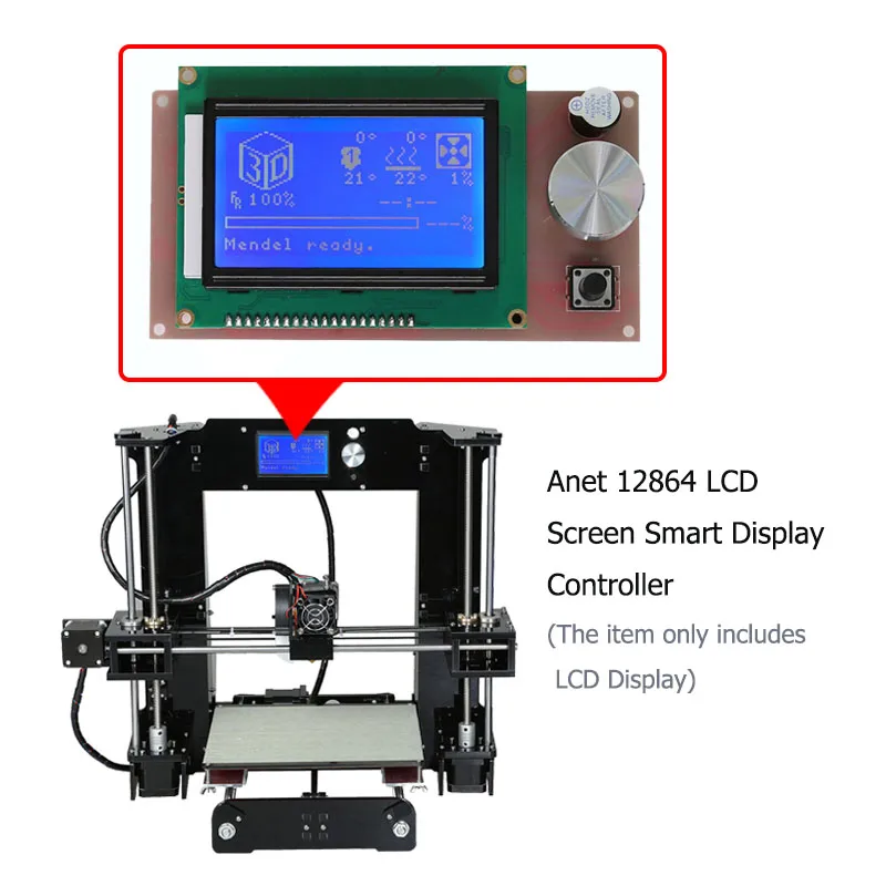 Anet 3d принтер части 12864 ЖК-экран умный дисплей и 3d принтер плата управления материнская плата прошивка для Anet A6 3d принтер