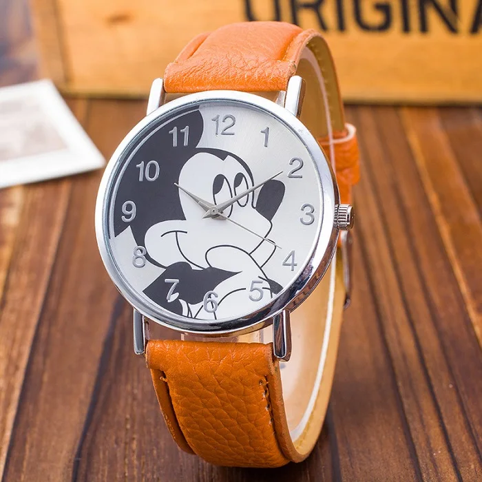 

2019 Cute cartoon quartz wristwatch children leather Ladies watch Mickey women watches kid boy girls relojes erkek kol saati mon