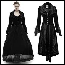Панк рейв для женщин стимпанк Retrp дворца длинное пальто Готический Черный Великолепный вечерние платья модные женские вечерние Формальные Длинные пальто