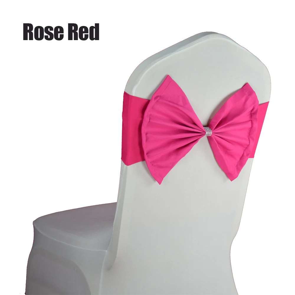 Дешевые 150 шт/партия свадебные декоративные эластичные банты на стулья отель банкет стрейч Подвязка из спандекса для стула полоса красный/синий/желтый - Цвет: rose red