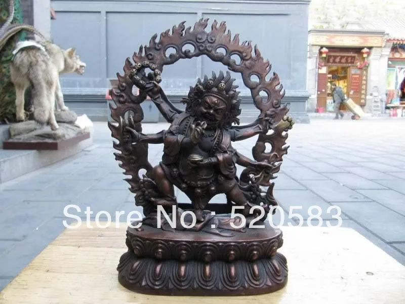 

free 10"china Fane Buddhism Bronze Vajra Vajradhara Six Arm Hands buddha statue fast
