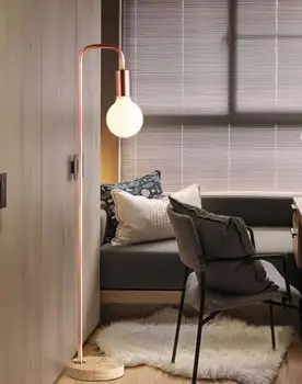 

Black / red copper two Nordic minimalist modern fashion wrought iron floor lamp bedroom living room study floor lamp FG410