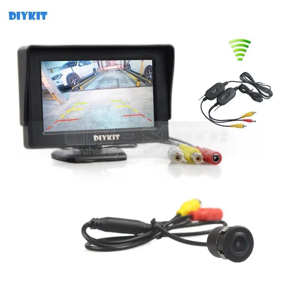 

DIYKIT Wireless 4.3inch Color TFT LCD Car Monitor with HD Rear View Reverse Backup Car Camera Parking System