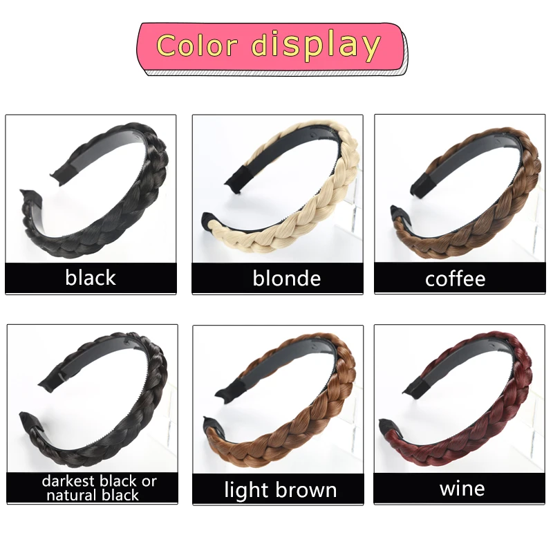 SARLA Braid Hair Band Twisted Headband Synthetic Stretch Plait Hair Elastic Band Black Blonde Hair Braid headbands for women H08