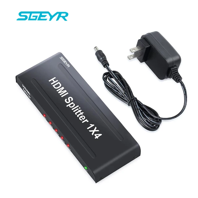 Special Offers SGEYR 4 port HDMI 1.3b Splitter 1 In 4 Out HDMI Splitter Distributor Divisor 1 to 4 HDMI Splitter 1080P Support 3D CEC 