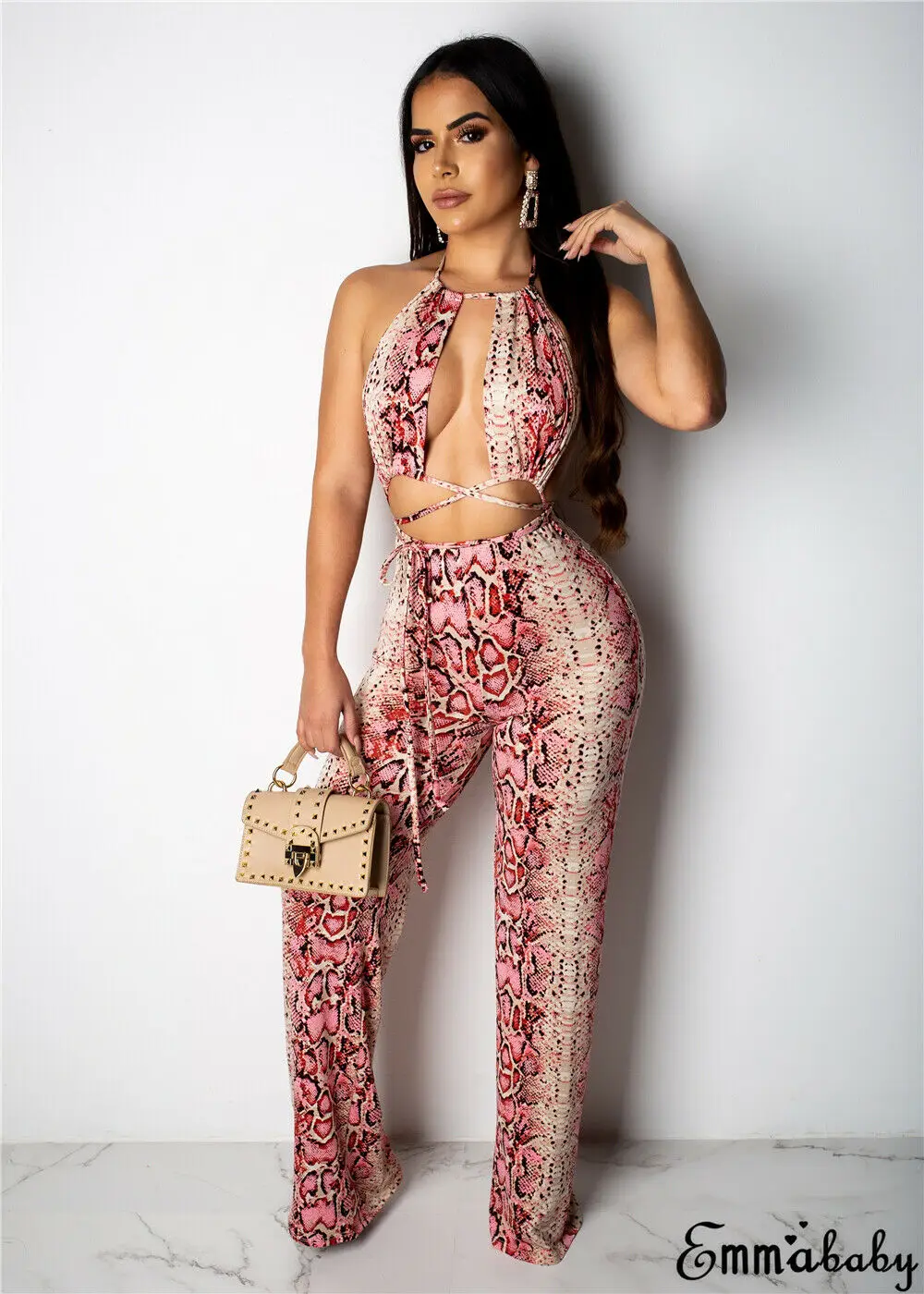 

Womens 2Pcs Set Crop Top Pants
