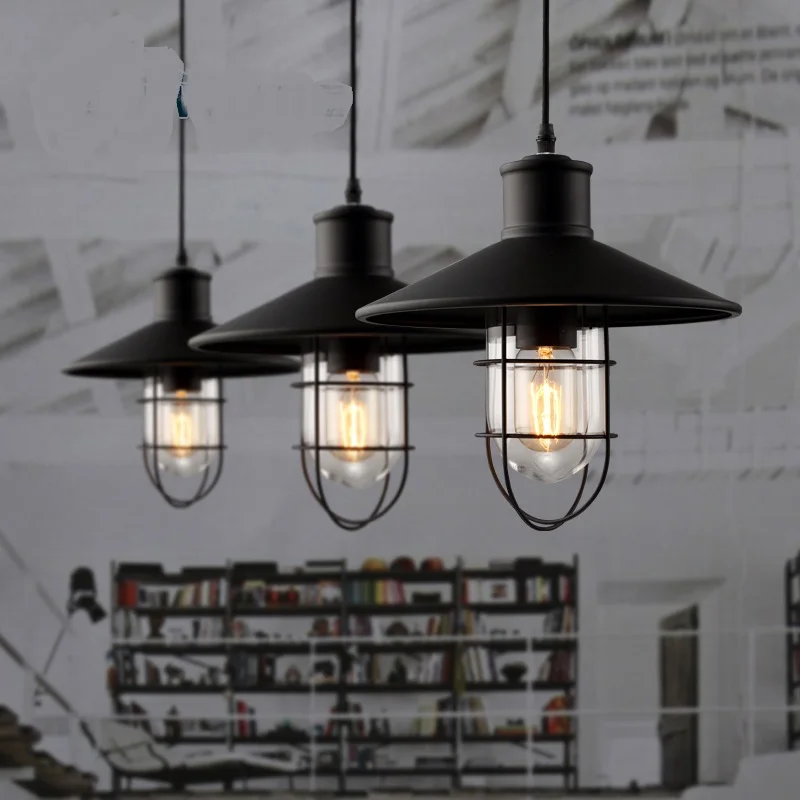 Творческий одной головы Новый 1 шт. Light House Ресторан Бар LOF ретро современный минималистский Открытый Подвесные Светильники кованого железа ...