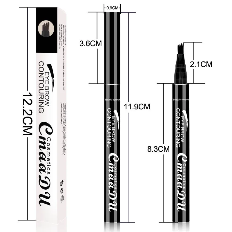 Cmaadu brand makeup liquid eyebrow pencil waterproof long lasting 4 fork tips black coffee microblading eyebrow tattoo pen HF117