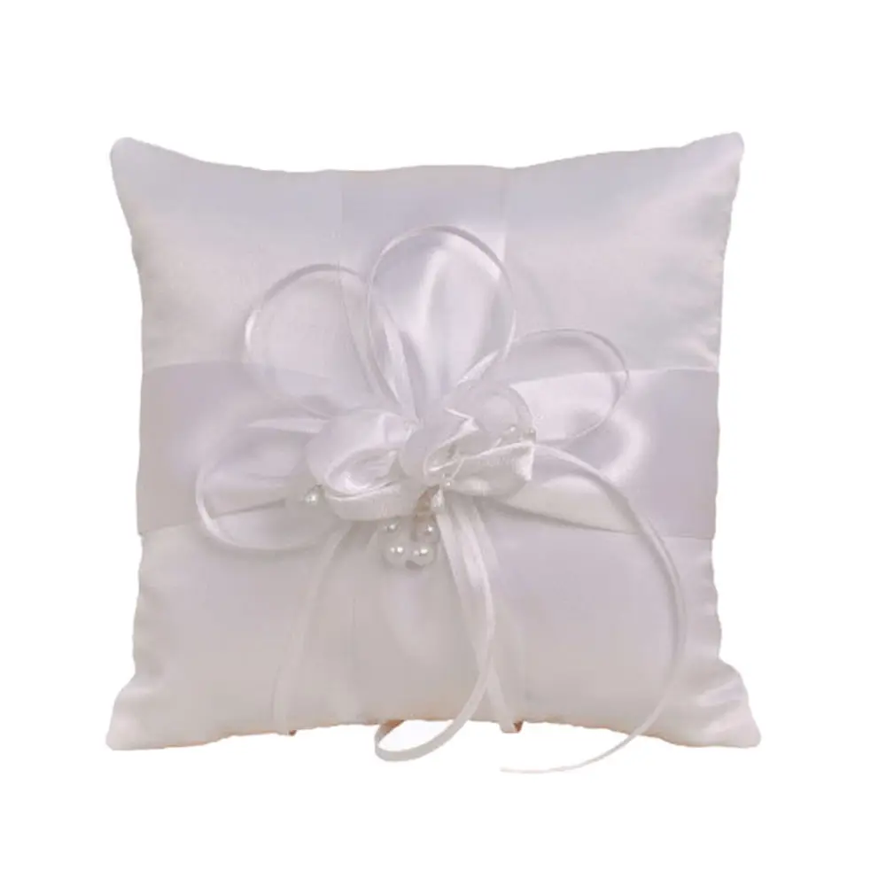 Romantic White Satin Rings Pillow Wedding Party Ceremony Pocket Ring ...