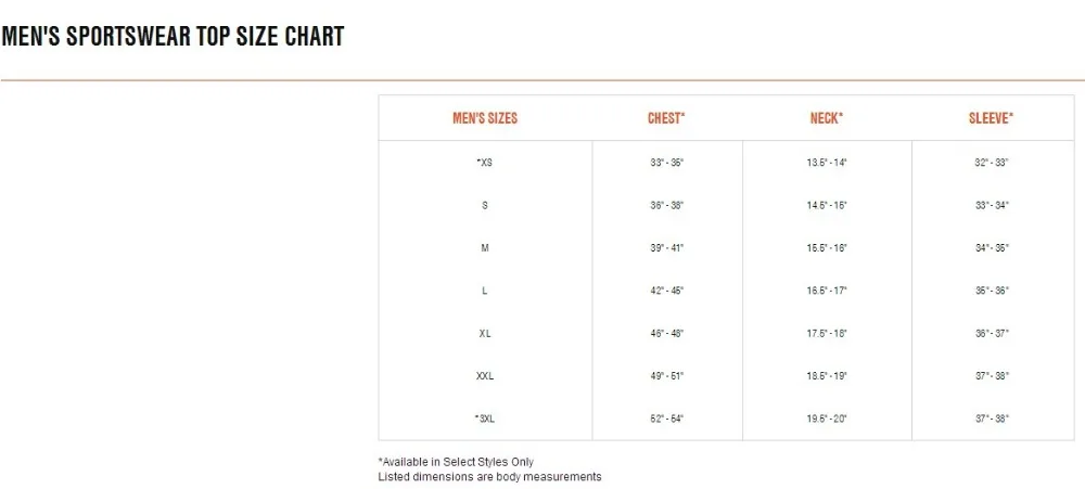 size table