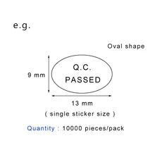 10000 шт клейкая наклейка на заказ наклейка QC прошла стикер s черный овальной формы черный 9*13 мм маленькая наклейка «контроль качества» 4,26