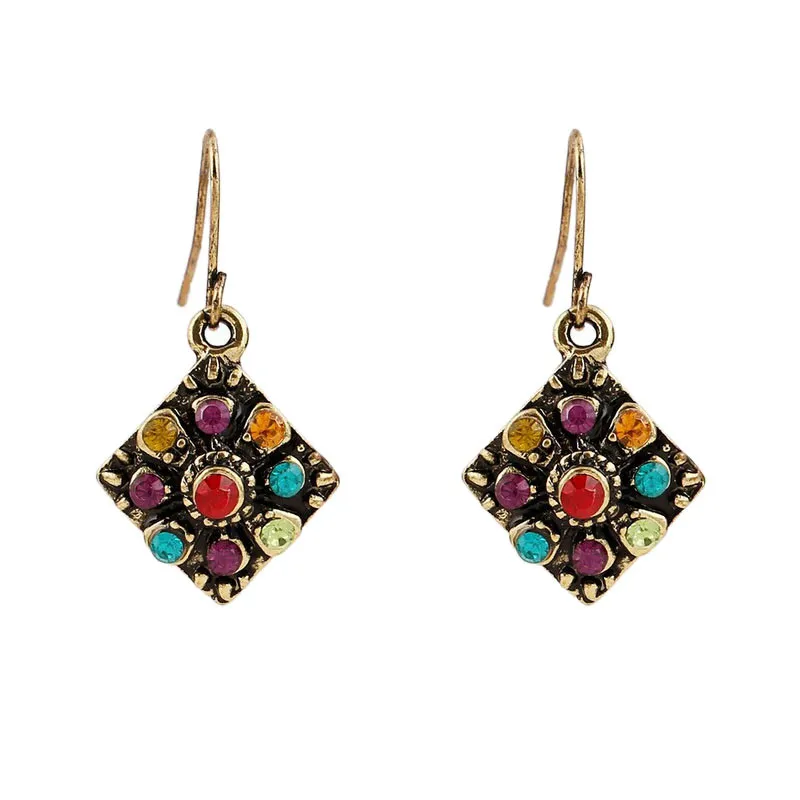 

1 Pair Fashion Earrings For Women Boho Girls Bohemian National Wind Retro Rhinestone Earrings Boucle D'oreille Femme 2019 L0612