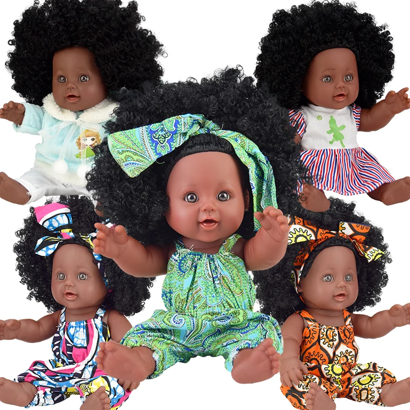 Африканские черные 12 дюймовые куклы для девочек reborn baby boneca corpo inteiro de silicone reborn baby doll реалистичные дети