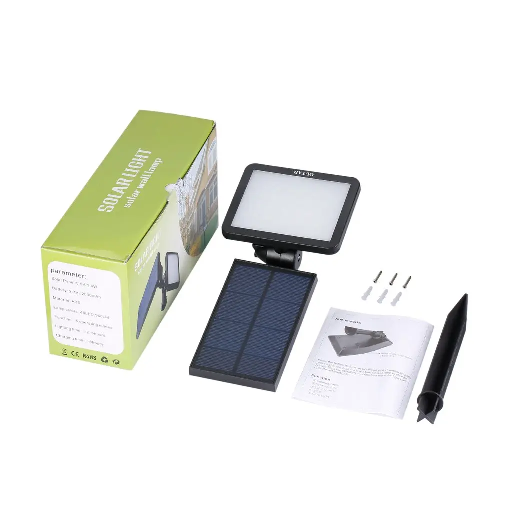

OUTAD Energy-saving Environment-friendly Adjustable Angle 5 Operating Mode Waterproof 48Pcs LED Solar Light Solar Wall Lamp
