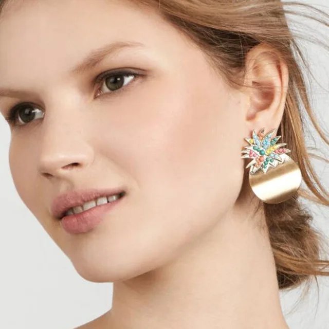 

JERPVTE Pineapple Drop Earrings Wholesale Women Fashion Brand Wedding Party Gifts Trendy Luxury Statement Metal Earings