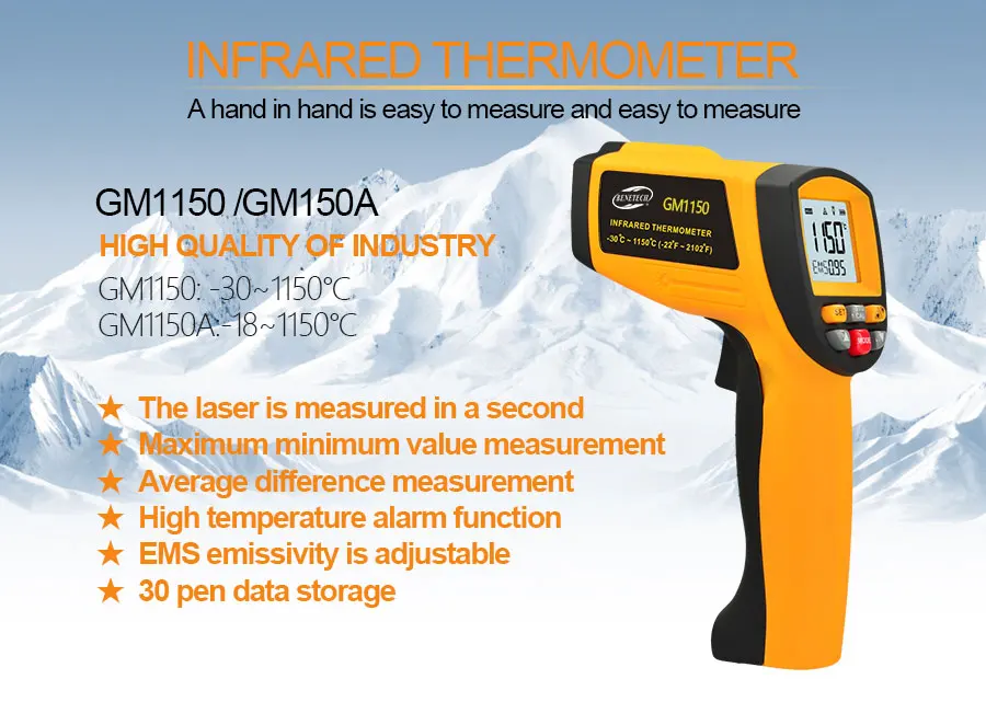 BENETECH термометр инфракрасный термометр цифровой электронный ручной лазерный промышленный температурный гигрометр ИК термометр
