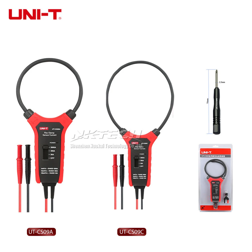 UNI-T UT-CS09C UT-CS09A Flex Clamp Сенсор метр Цифровой мультиметр 1.5A~ 3000A высокая гибкая переменного тока Амперметр щупы осциллографа Тесты