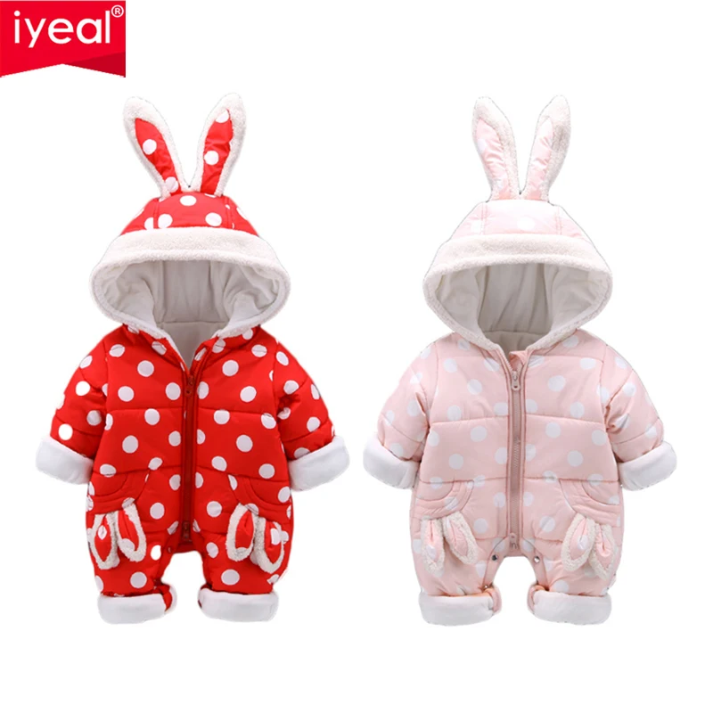 

IYEAL Winter Rabbit Baby Rompers Overalls Toddler Clothes Jumpsuit Newborn Girl Cotton Snowsuit Kids Infant Snow Wear for 0-18M