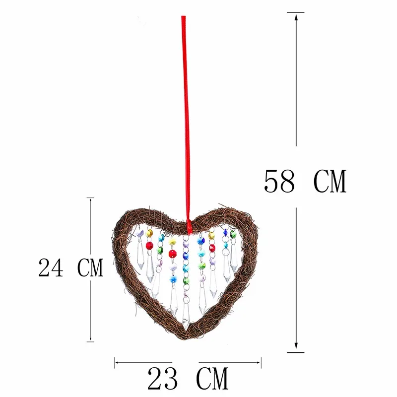 H& D Сердце Форма фэншуй Радуга Производитель кристалл Suncatcher оконная Подвеска Люстра шар призмы украшения дома и сада орнамент