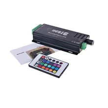 RGB контроллер чувствительный к звуку 24 клавиши музыкальный контроллер 3 канала ИК-пульт 144 Вт 2 порта выход для RGB светодиодные ленты DC12-24V