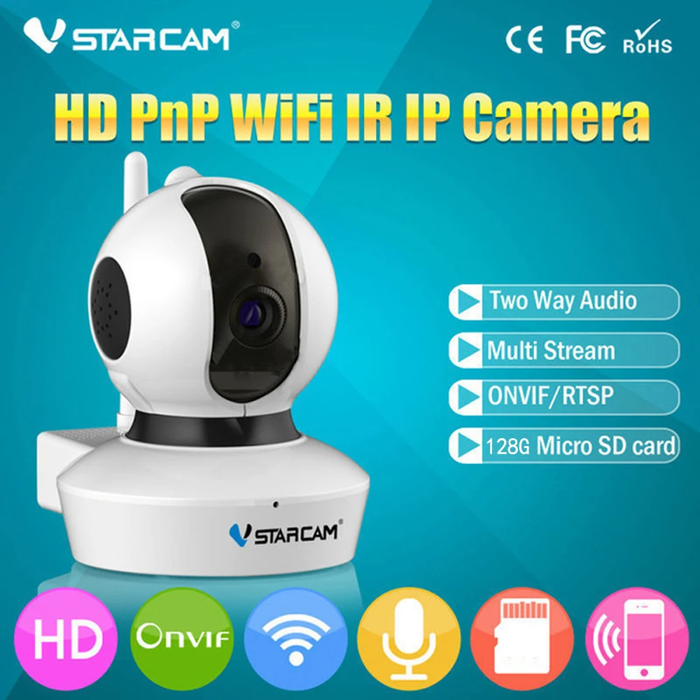 

VStarcam C7823WIP IP Camera 720P HD Infrared Mini Smart P2P Monitor Wireless Surveillance Security CCTV P/T IR-cut 2 Way Audio