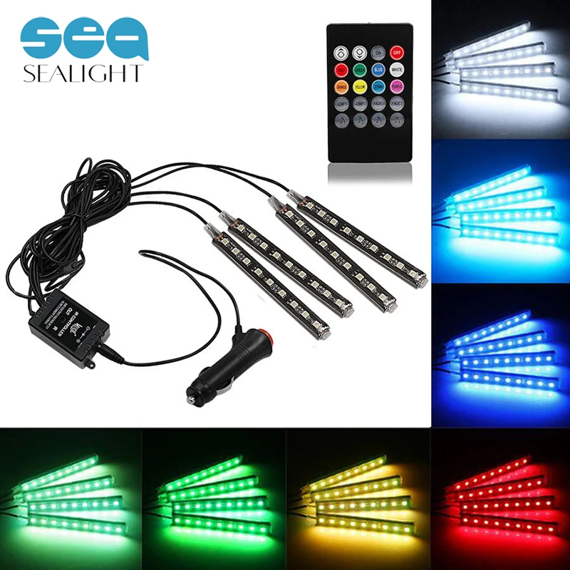 RGB 4PCS LED Strip Car Light LED Strip 12V 6W 16 Colors Car Styling