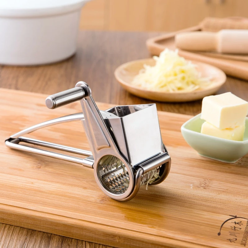 Rotary Cheese Grater Stainless Steel Cheese Slicer, Hand Held Ginger