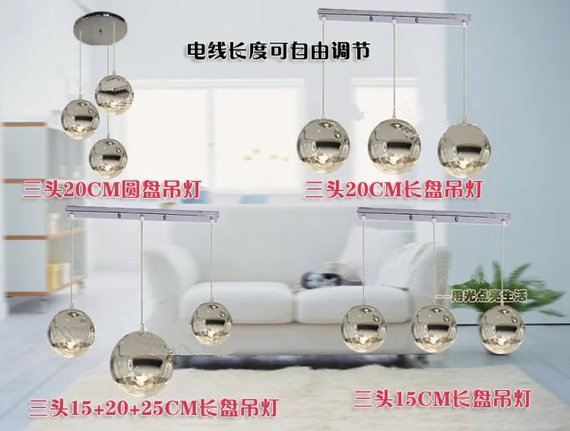 Copper Shade Pendant Lighting Modern Glass Globe Ball Pendant Light Round Ceiling Hanging Lamp luminaire Kitchen Light Fixture_4