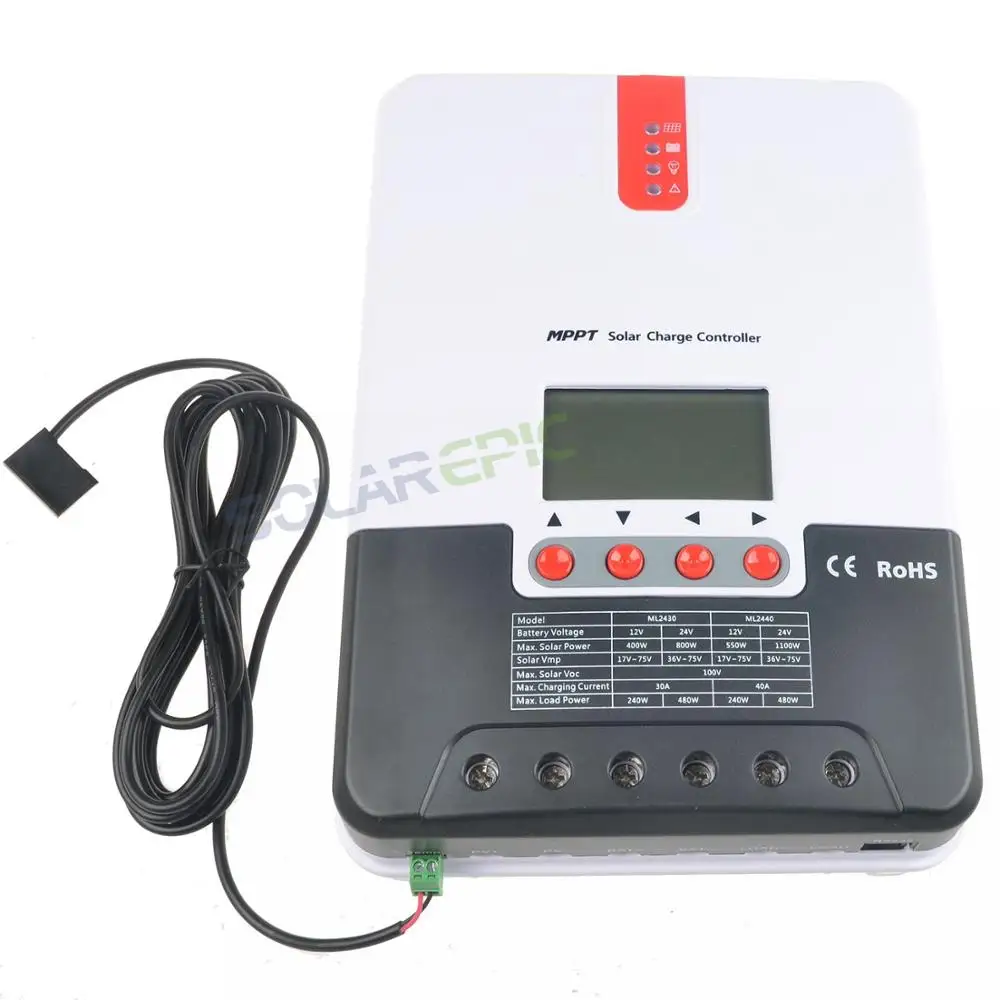 

MPPT Solar Charge Controller 30A Battery Regulator 12V/24V Power Charger Max PV 100V Input LCD Display