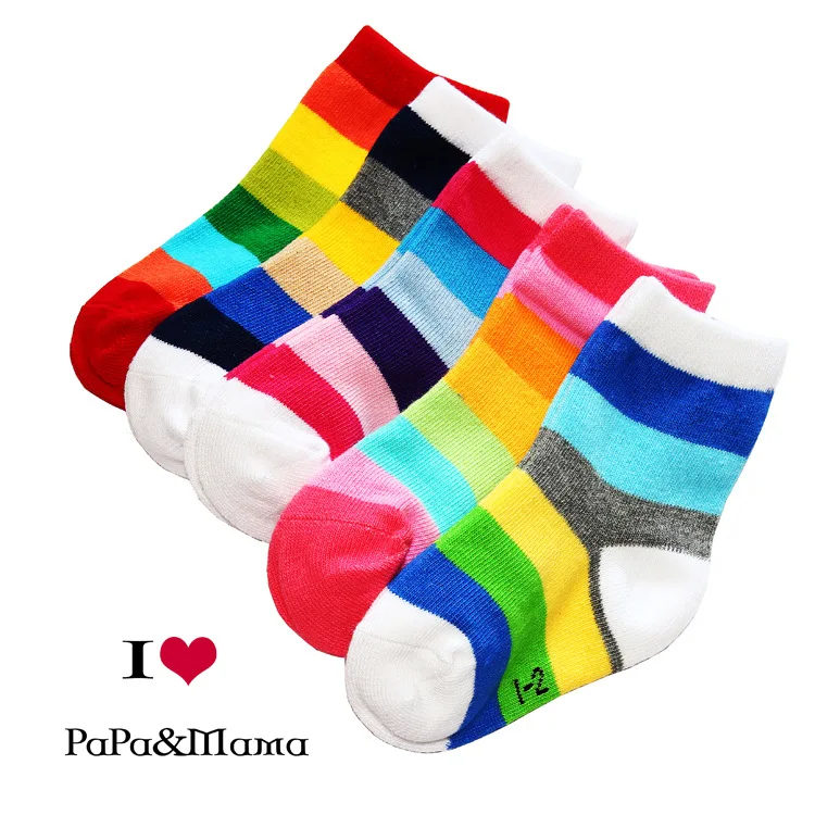 5Pairs /1lot Free shipping Autumn and winter multicolour stripe 100