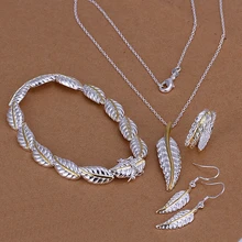 S112 женские фабричная цена! высшего качества с серебряным покрытием и штампованные 925 листья Цветоделения ожерелье+ серьги+ браслет