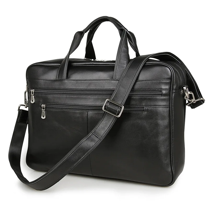Vintage Genuine Leather Briefcase Men's Portfolio Office Male Bag Black Men Messenger Bag 15 Laptop Handbag Travel Bag J7319