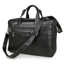 Vintage Genuine Leather Briefcase Men’s Portfolio Office Male Bag Black Men Messenger Bag 15″ Laptop Handbag Travel Bag J7319