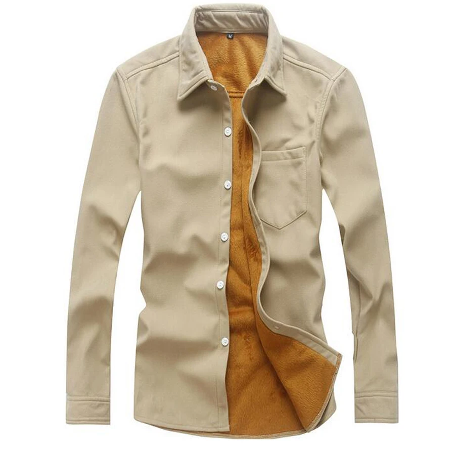 New men's thick warm shirts slim fit full sleeve autumn winter single