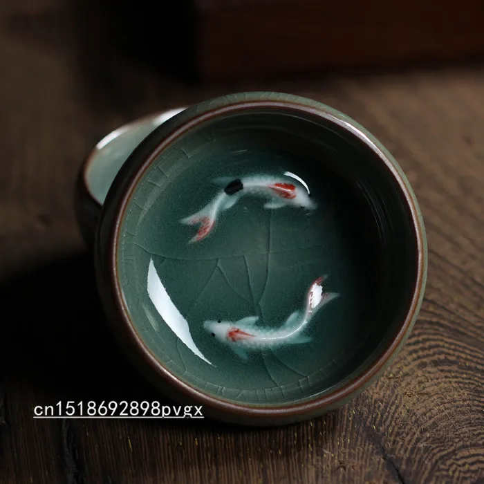Чаша для чая Celadon 2 шт./лот чаша с карпом Longquan рыба кунг фу чаши карпа глазурью