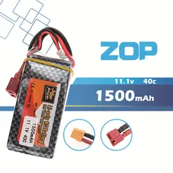 1 шт. Zop power Lipo батарея 11,1 В 1500 мАч 3S 40C XT60 T разъем для радиоуправляемого дрона автомобиля самолета Wltoys V950 Вертолет игрушки запасные части
