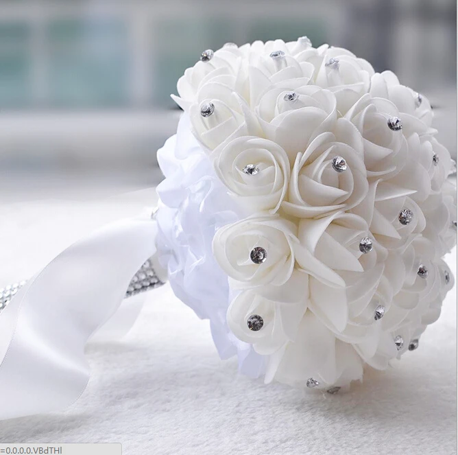 Beautiful White Ivory Artificial Flower Wedding Bouquets Bridal Beautiful White Ivory Artificial Flower Wedding Bouquets Bridal Bouquet Bridesmaid Rose Crystal In From
