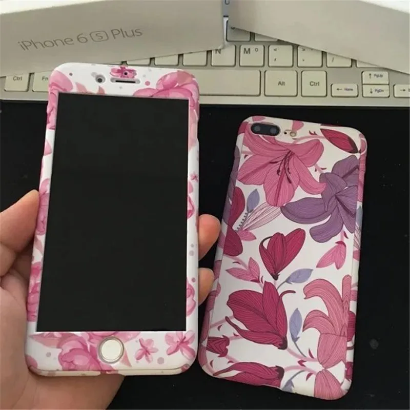 

For iPhone 7 Case Flower Floral 360 Degree Full Body Protection Phone Case For iPhone 7 6 6S Plus SE 5 5S Coque Cover Fundas