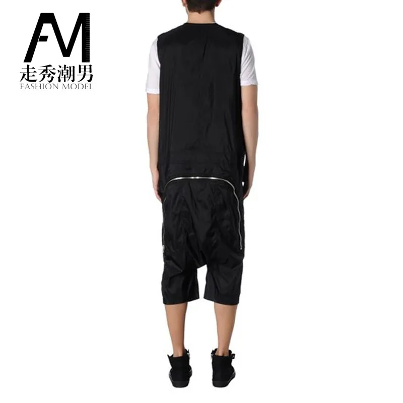 27-44！Big yards men's trousers summer men's clothing one piece   hip-hop overalls coverall costume male  bodysuit