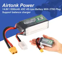 Airtonk Мощность 14,8 V 1300 mAh 45C 4S 1 P Lipo Батарея XT60 Plug Перезаряжаемые для RC гоночный Drone Quadcopter вертолет автомобилей Лодка