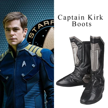 

Startreks Beyond Caption Kirk Spock Cosplay Boots CostumeCommander Battle Twill Suit Blue Uniform Men Halloween Carnival Shoes