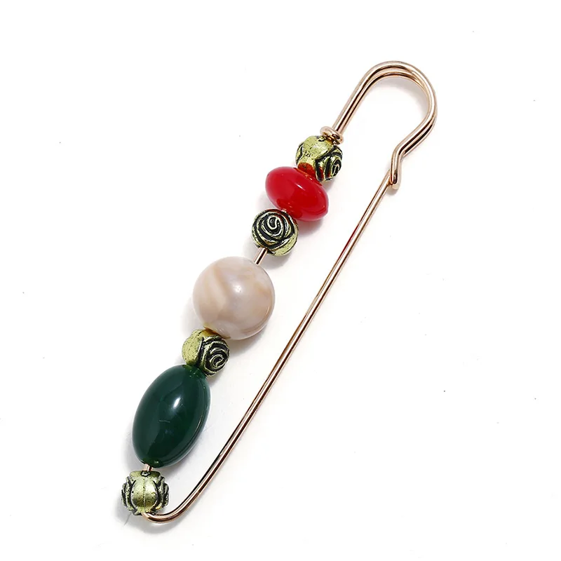 Practical All-match Retro Pin Brooch Beaded Sweater Coat Gold Color Pin For Women Lady Classical Fashion Sweater Decoration Pins