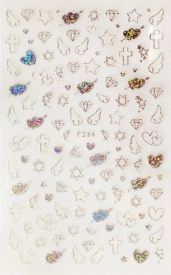 1 Sheet Empty Solid Cross Heart Angel Wings Stars Diamond Line