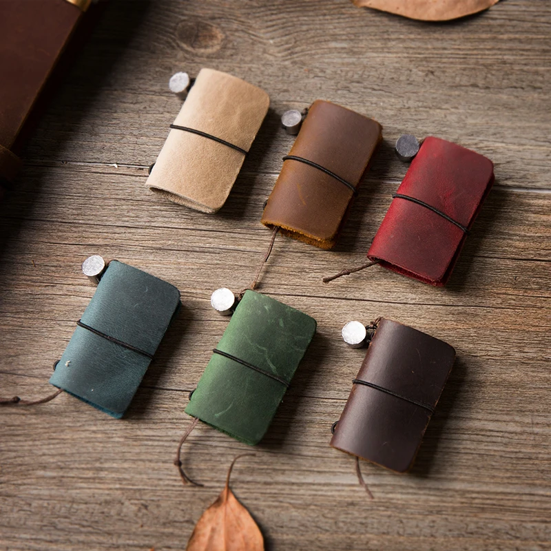 

IPBEN Genuine Leather Notebook Mini Cute Travel Journal For Vintage Decoration Retro Pendant Little Diary Cute Stationery