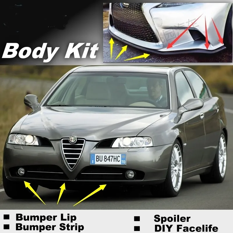 Bumper Lip Deflector Lips For Alfa Romeo 166 AR Front Spoiler Skirt For TOPGEAR Fans Car Tuning  Body Kit  Strip